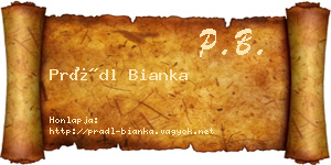 Prádl Bianka névjegykártya